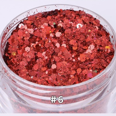BROKAT CZERWONY SYPKI HOLOGRAFICZNY MIX CHUNKY GLITTER FP-06 10 g, 100 g, 500 g, 1000 g.