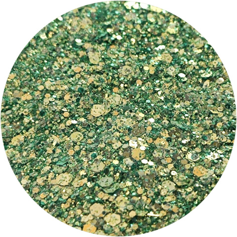BROKAT SYPKI HOLOGRAFICZNY ZŁOTA ZIELEŃ MIX CHUNKY GLITTER #166 10 g, 100 g, 500 g, 1000 g.