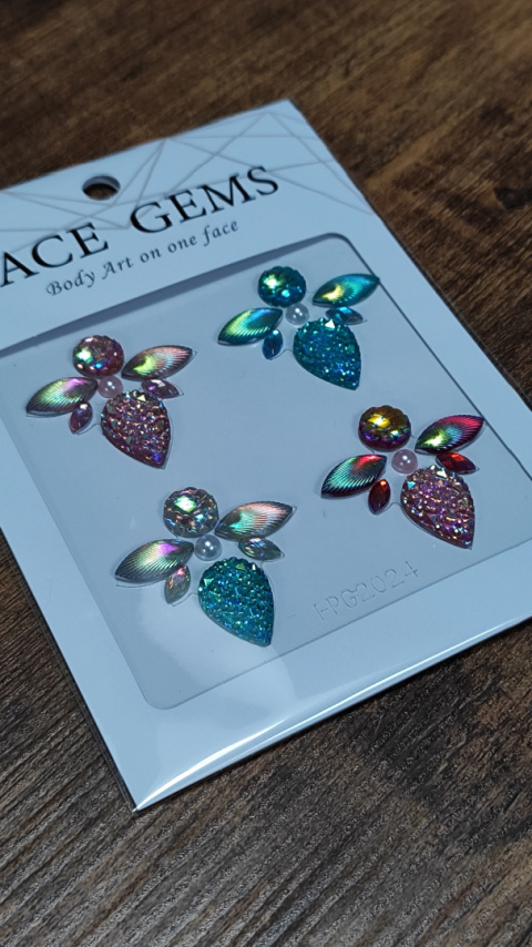 Naklejki błyszczące kryształki kolorowe 3D na twarz Face Gems