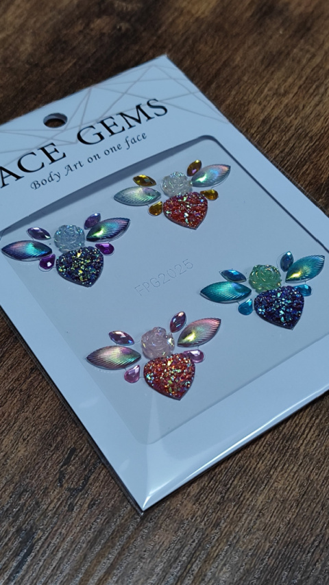 Naklejki błyszczące kryształki kolorowe 3D na twarz Face Gems
