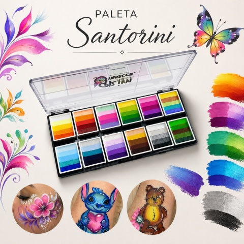 Paleta farb do malowania twarzy i ciała GrimMaster mix kolorów 12 x 10G Santorini