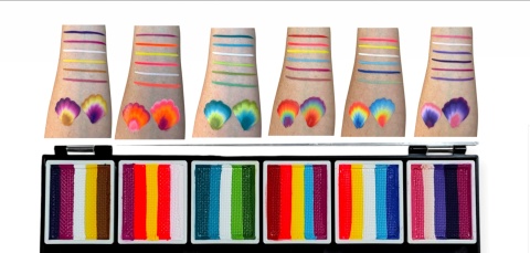 Paleta farb do malowania twarzy i ciała GrimMaster mix kolorów 12 x 10g