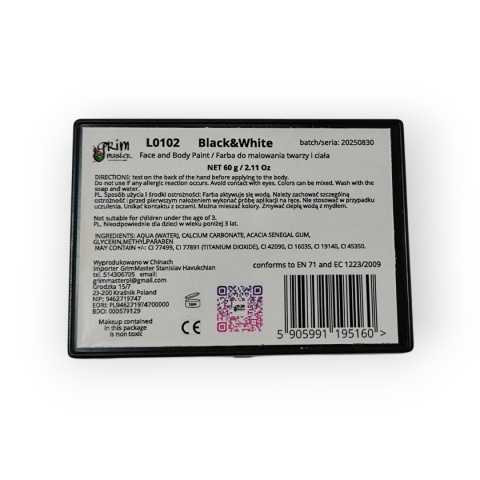 Farba do malowania twarzy ciała GrimMaster White&Black 60g