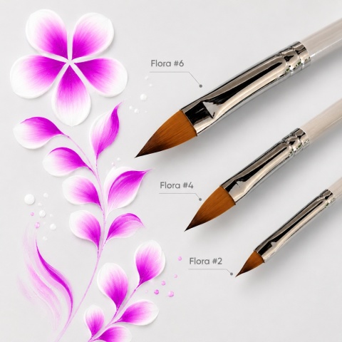 Zestaw pędzli do kwiatów GrimMaster Flora - Flat Pointy #2, #4, #6