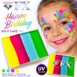 Farba do malowania twarzy i ciała Diamond FX Split Cake 50g Happy Birthday