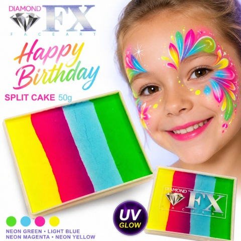 Farba do malowania twarzy i ciała Diamond FX Split Cake 50g Happy Birthday