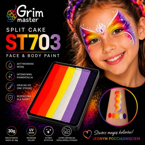 Farba do malowania twarzy i ciała GrimMaster 30 g Split Cake ST703