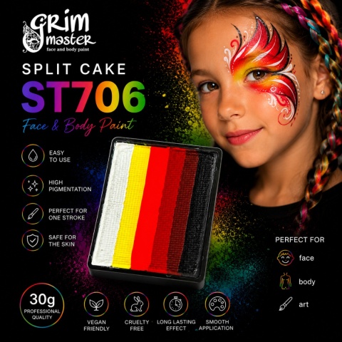 Farba do malowania twarzy i ciała GrimMaster 30 g Split Cake ST706