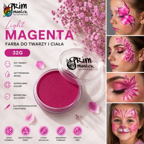 Farba do malowania twarzy i ciała GrimMaster LIGHT MAGENTA 32g