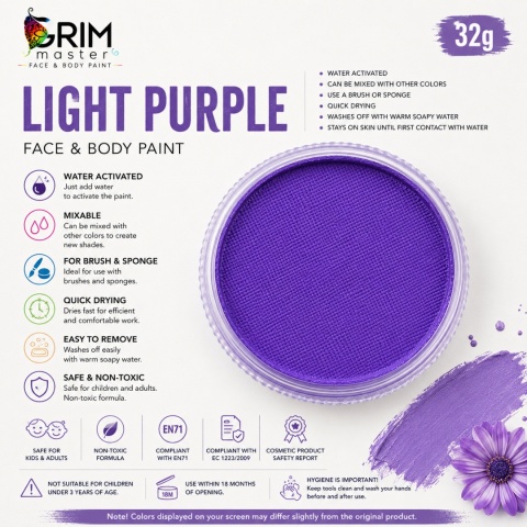 Farba do malowania twarzy i ciała GrimMaster LIGHT PURPLE 32g