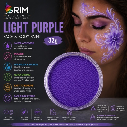 Farba do malowania twarzy i ciała GrimMaster LIGHT PURPLE 32g