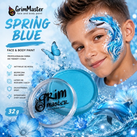 Farba do malowania twarzy i ciała GrimMaster SPRING BLUE 32g