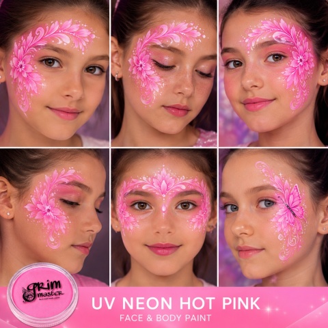 Farba do malowania twarzy i ciała GrimMaster UV NEON HOT PINK 32g