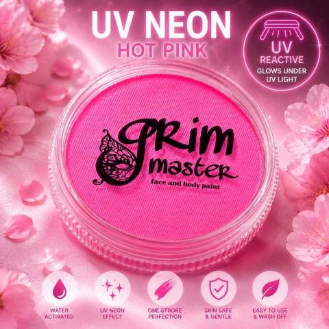 Farba do malowania twarzy i ciała GrimMaster UV NEON HOT PINK 32g