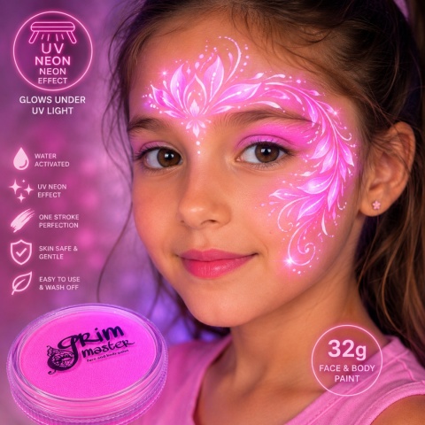Farba do malowania twarzy i ciała GrimMaster UV NEON HOT PINK 32g