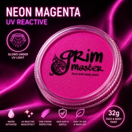 Farba do malowania twarzy i ciała GrimMaster UV NEON MAGENTA 32g