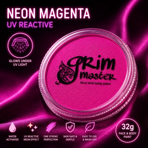Farba do malowania twarzy i ciała GrimMaster UV NEON MAGENTA 32g