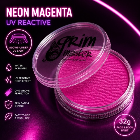 Farba do malowania twarzy i ciała GrimMaster UV NEON MAGENTA 32g
