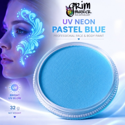 Farba do malowania twarzy i ciała GrimMaster UV NEON PASTEL BLUE 32g