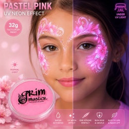 Farba do malowania twarzy i ciała GrimMaster UV NEON PASTEL PINK 32 g