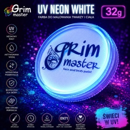 Farba do malowania twarzy i ciała GrimMaster UV NEON WHITE 32g