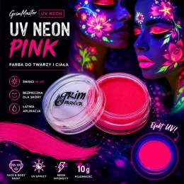 Farba do malowania twarzy i ciała GrimMaster UV Neon Pink 10 g