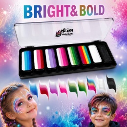 Paleta farb do malowania twarzy i ciała GrimMaster BRIGHT& BOLD mix 8 x 13g