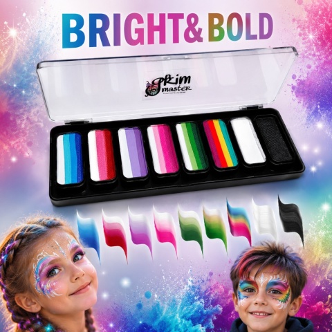 Paleta farb do malowania twarzy i ciała GrimMaster BRIGHT& BOLD mix 8 x 13g