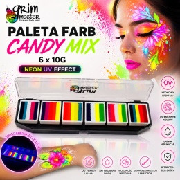 Paleta farb do malowania twarzy i ciała GrimMaster CANDY mix 6 x 10g