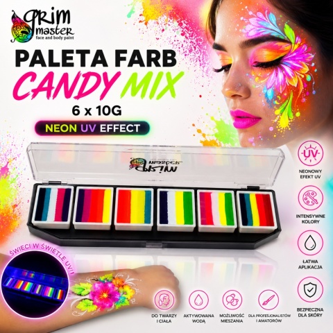 Paleta farb do malowania twarzy i ciała GrimMaster CANDY mix 6 x 10g