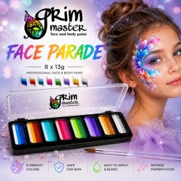Paleta farb do malowania twarzy i ciała GrimMaster FACE PARADE mix 8 x 13g