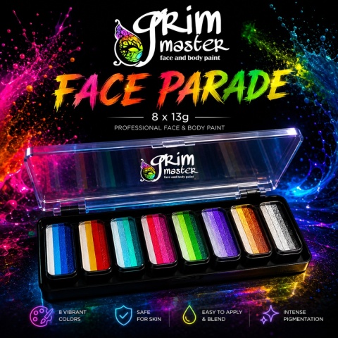 Paleta farb do malowania twarzy i ciała GrimMaster FACE PARADE mix 8 x 13g