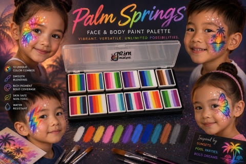 Paleta farb do malowania twarzy i ciała GrimMaster Palm Springs 12 x 10 g