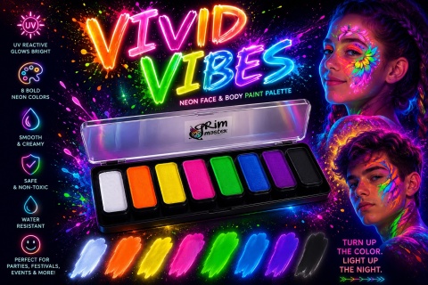 Paleta farb do malowania twarzy i ciała GrimMaster VIVID VIBES mix 8 x 13g