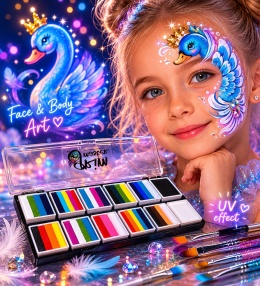 Paleta farb do malowania twarzy i ciała GrimMaster mix kolorów 12 x 10g